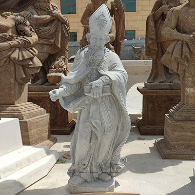 Marble Saint Statue Holding the Bible Natural Stone Granite Religious Saints Sculpture Life Size Antique
