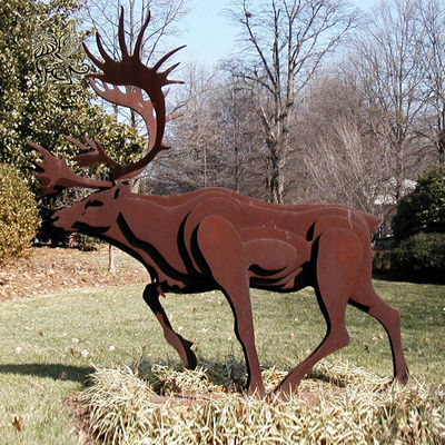 Large Rust Moose Corten Steel Sculpture Metal Abstract Art Animal Deer Elk Statue Outdoor Decoration Garden