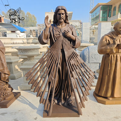 Bronze Statue Divine Mercy Sculpture Life Size Jesus Metal Religious Outdoor Church Decoration