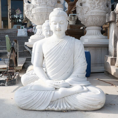 Marble Buddha Statue Home Decor Sculpture White Stone Buddhist Garden Statues Life Size Handcarved
