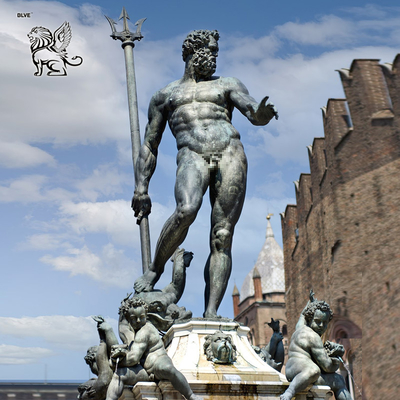 BLVE Bronze Neptune Sculpture Naked Copper Garden Poseidon Statue Large Greek God Outdoor Famous