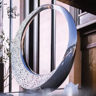 Stainless Steel Moon Sculpture Garden Large Circular Abstract Waterscape Fountain Outdoor Decoration