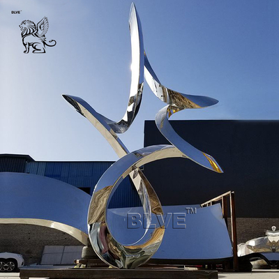 Stainless Steel Moon Sculpture Garden Large Circular Abstract Waterscape Fountain Outdoor Decoration