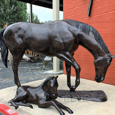 Bronze Horse And Foal Statue Brass Copper Life Size Animal Sculpture Large Decoration Garden Outdoor