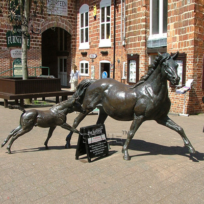 Bronze Horse And Foal Statue Brass Copper Life Size Animal Sculpture Large Decoration Garden Outdoor