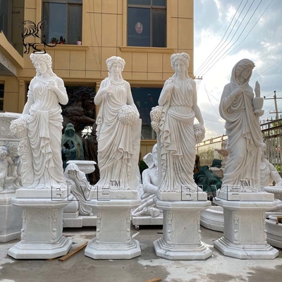 White Marble Life Size Four Seasons Statues Greek Garden Goddess Sculpture Classic Women Outdoor European Style