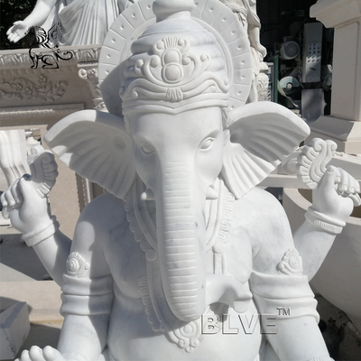 Lord Ganesh Statues Marble Sculpture Life Size Hindu God Garden Statue White Stone Carving Indian Religions