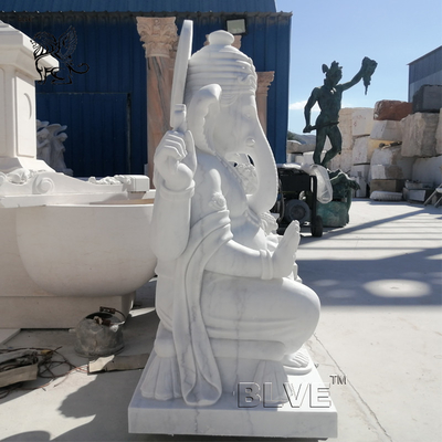 Lord Ganesh Statues Marble Sculpture Life Size Hindu God Garden Statue White Stone Carving Indian Religions