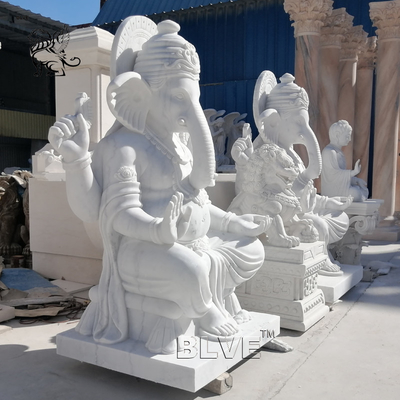 Lord Ganesh Statues Marble Sculpture Life Size Hindu God Garden Statue White Stone Carving Indian Religions