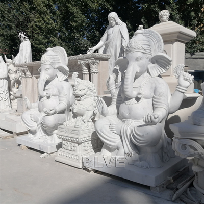 Lord Ganesh Statues Marble Sculpture Life Size Hindu God Garden Statue White Stone Carving Indian Religions