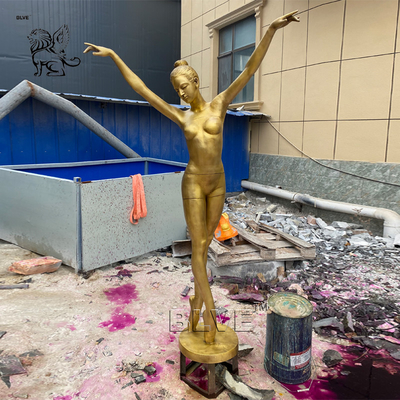 Beautiful Naked Ballet Girl Dancing Fountain Bronze Garden Water Fountain Metal Life Size Design Modern