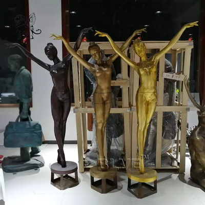 Beautiful Naked Ballet Girl Dancing Fountain Bronze Garden Water Fountain Metal Life Size Design Modern