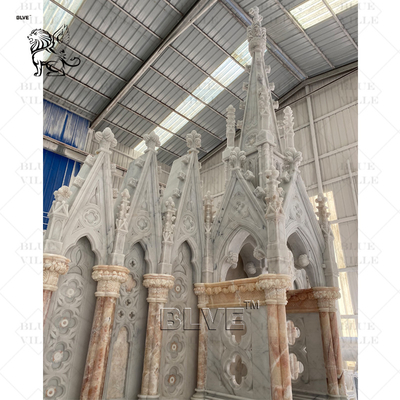 Natural Stone Marble Altar Table Hand Carved Church Luxury Design Religious Decoration
