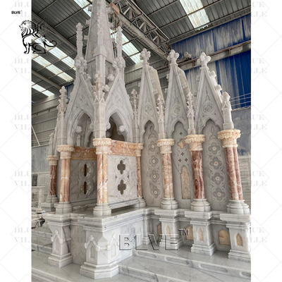 Natural Stone Marble Altar Table Hand Carved Church Luxury Design Religious Decoration