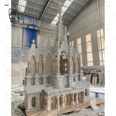 Natural Stone Marble Altar Table Hand Carved Church Luxury Design Religious Decoration