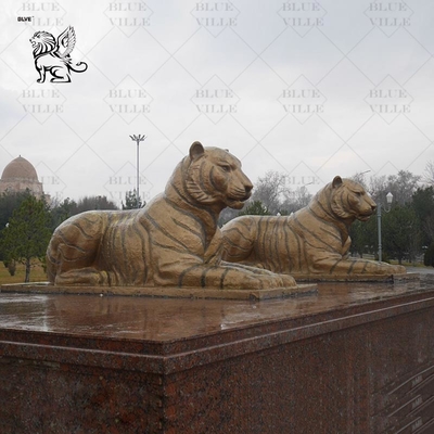 Bronze Lying Tiger Statues Metal Crafts Life Size Animal Sculpture Art Work Plaza Outdoor Decoration