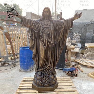 Jesus Bronze Sculpture Open Arms Life Size Casting Metal Christ Religious Brass Statue Outdoor Church