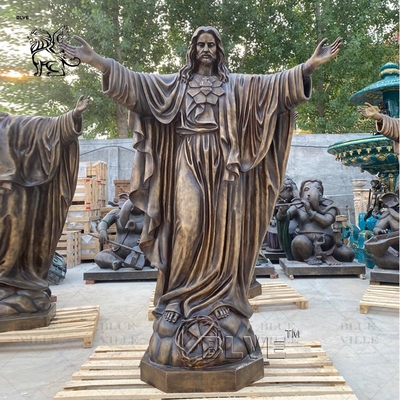 Jesus Bronze Sculpture Open Arms Life Size Casting Metal Christ Religious Brass Statue Outdoor Church