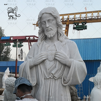 White Marble Jesus Statues Virgin Mary Sculpture Large Garden Church Decoration Religious Handcarved Outdoor factory