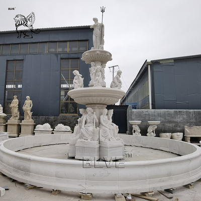 White Natural Stone Marble 3 Tier Water Fountain Limestone Outdoor Garden Decoration French Style