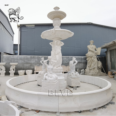 White Natural Stone Marble 3 Tier Water Fountain Limestone Outdoor Garden Decoration French Style