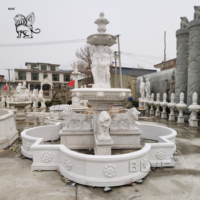 White Natural Stone Marble 3 Tier Water Fountain Limestone Outdoor Garden Decoration French Style