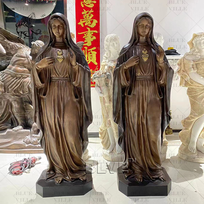 Brass Virgin Mary Statue Mother Mary Statue Bronze Sculpture Women Life Size Metal Factory Spots Goods