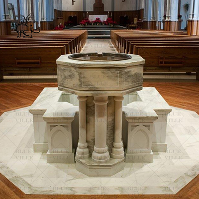 Marble Baptism Font Natural Stone Catholic Church Sculptures Baptismal Hand Carved Customized
