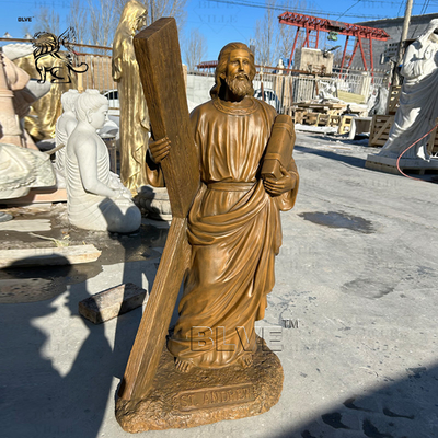 Bronze St Andrew Statue Sculpture Catholic X Cross Copper Brass Metal Religious Statues Church Life Size