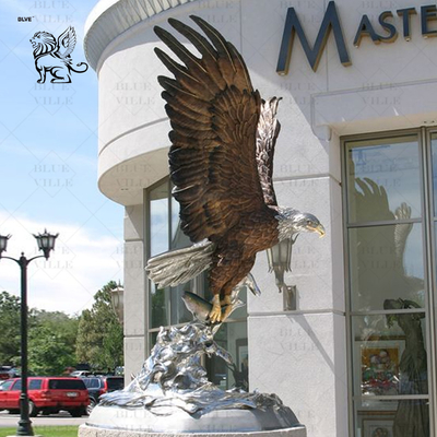 Stainless Steel Eagle Statue Large Metal Falcon Animal Sculpture Modern Polished Decorative Outdoor