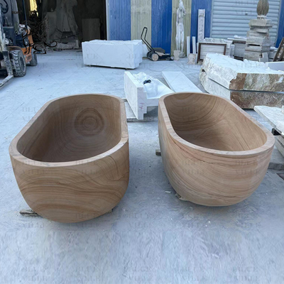 Natural Stone Marble Bath Tub Wood Sandstone Adult Bathroom Bathtub Home Decor Modern Design Hotel Villa