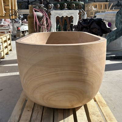 Natural Stone Marble Bath Tub Wood Sandstone Adult Bathroom Bathtub Home Decor Modern Design Hotel Villa