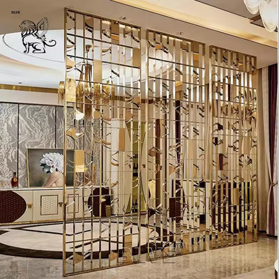 Stainless Steel Screen Room Divider Golden Laser Cut Metal Screen Wall Interior Decoration Wholesale