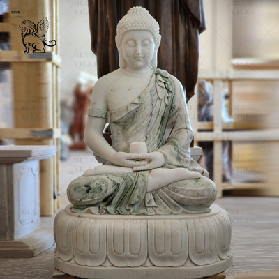 White Marble Stone Gautam Buddha Statues Home Decor Hand Carved Garden Decoration Modern Outdoor