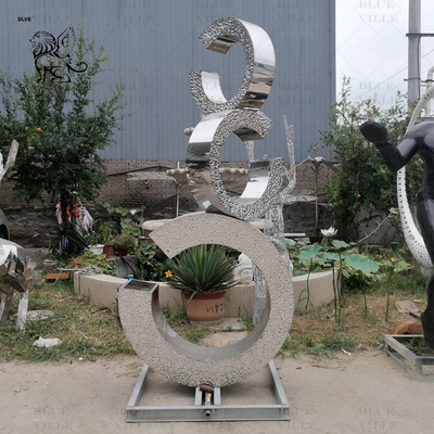 Stainless Steel Sculpture Abstract Metal Garden Fountain Mirror Polished Large Modern Art Sculpture