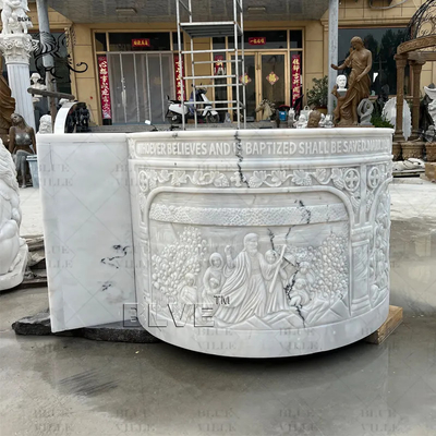 Marble Holy Water Font Baptism Natural Stone Religious Saint Baptismal Hand Carved Catholic Church