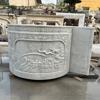 Marble Holy Water Font Baptism Natural Stone Religious Saint Baptismal Hand Carved Catholic Church