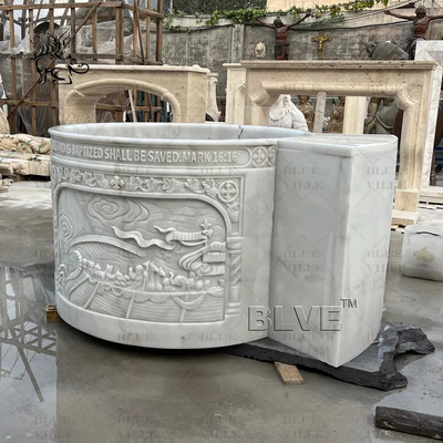 Marble Holy Water Font Baptism Natural Stone Religious Saint Baptismal Hand Carved Catholic Church