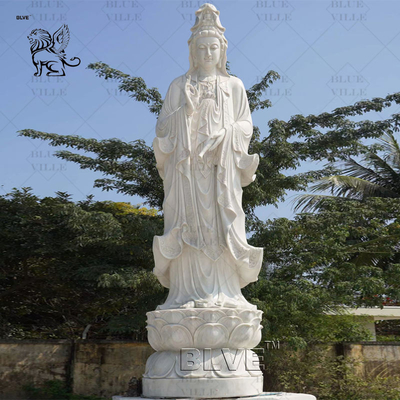 Marble Guan Yin Statue Female Buddha Avalokitesvara Kwan Yin Sculpture Life Size Outdoor