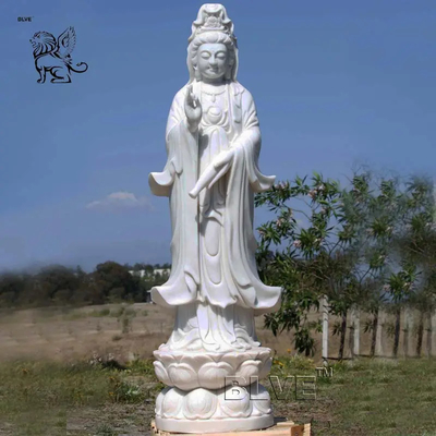 Marble Guan Yin Statue Female Buddha Avalokitesvara Kwan Yin Sculpture Life Size Outdoor