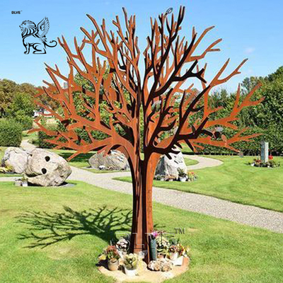 Rust Corten Steel Tree Sculpture Metal Big Tree Statue Modern Art Abstract Outdoor Beautiful Large