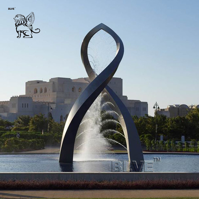 Large Circular Stainless Steel Sculpture Fountain Modern Art Abstract Custom Statue Outdoor Pool Decoration