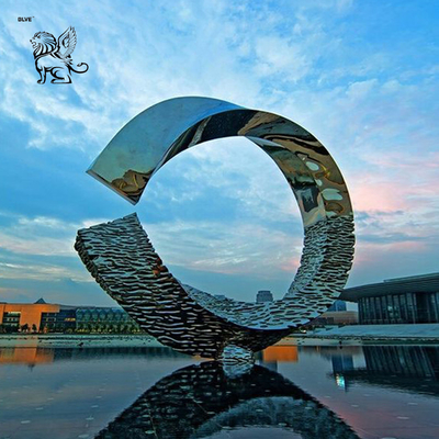 Giant Circular Stainless Steel Sculpture Modern Abstract Art Mirror Polished Pool Decoration Large Outdoor