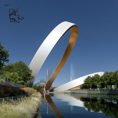 Giant Circular Stainless Steel Sculpture Modern Abstract Art Mirror Polished Pool Decoration Large Outdoor