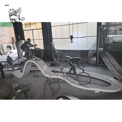 Cycling Track Stainless Steel Sculptures Sport Abstract Metal Sculpture Art Park Large Decorative Outdoor