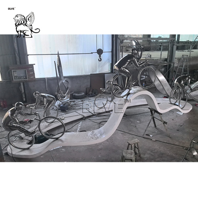 Cycling Track Stainless Steel Sculptures Sport Abstract Metal Sculpture Art Park Large Decorative Outdoor