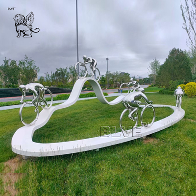 Cycling Track Stainless Steel Sculptures Sport Abstract Metal Sculpture Art Park Large Decorative Outdoor