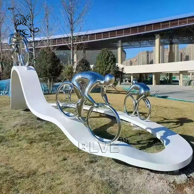 Cycling Track Stainless Steel Sculptures Sport Abstract Metal Sculpture Art Park Large Decorative Outdoor