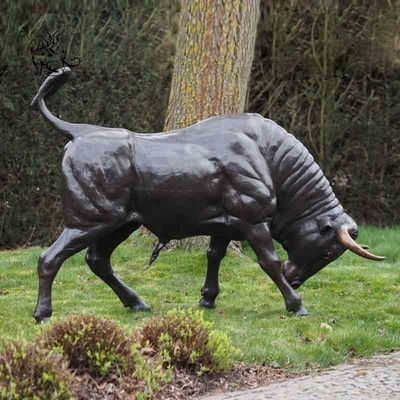 Bronze Metal Bull Sculpture Life Size Garden Cattle Statue Copper Custom Outdoor Decorative