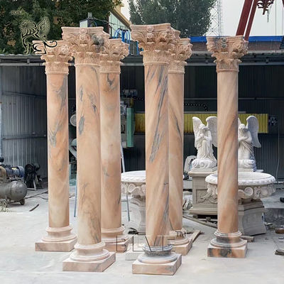 Round Stone Pillar Design Decorative Roman Columns White Marble Balcony Baluster Villa Luxury Fully Customized